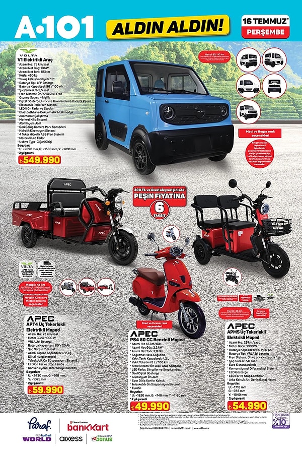 Volta V1 Elektrikli Araç 549.990 TL