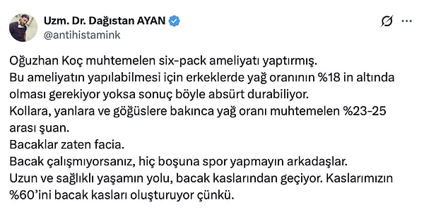Oğuzhan Koç'un plaj görüntüleri sosyal medyada tartışılmaya devam ederken, geçtiğimiz saatlerde konuya ilişkin dikkat çeken bir değerlendirme geldi.