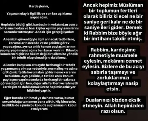 In the continuation of his statement, Engin Polat expressed that they had not experienced any threats towards their family for approximately six months. Consequently, he revealed that it was his personal decision to go on a vacation to Cesme without any security.