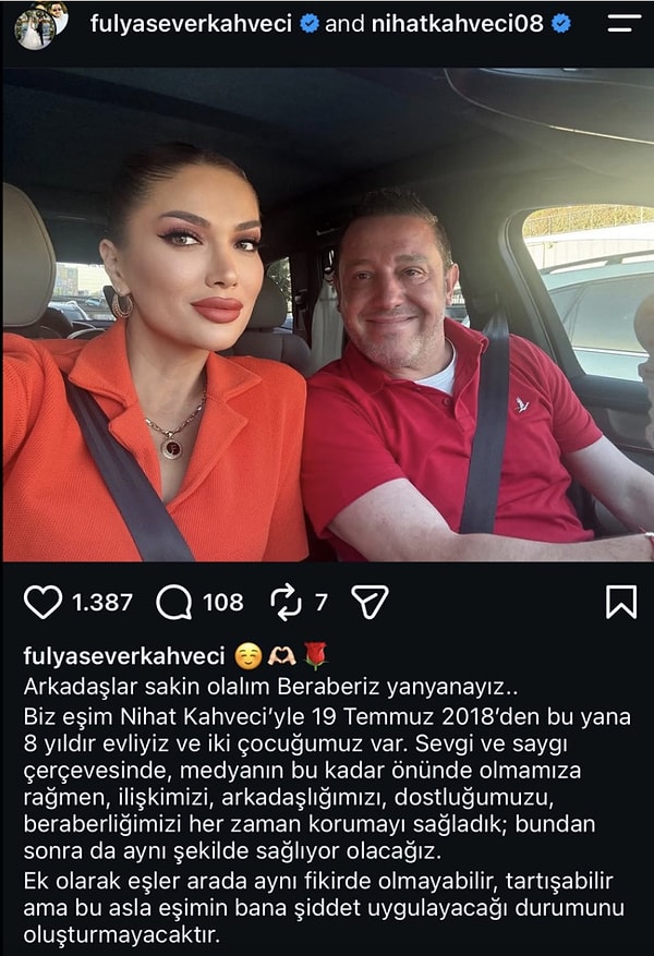 Following the rapid spread of news about him, all eyes turned to Nihat Kahveci's wife, Fulya Sever Kahveci.