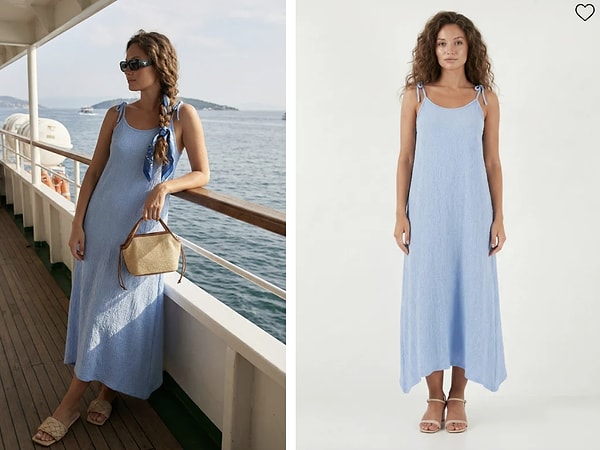 Lela ip askılı uzun bebe mavisi elbise %25 indirim fırsatıyla 374,99 TL!