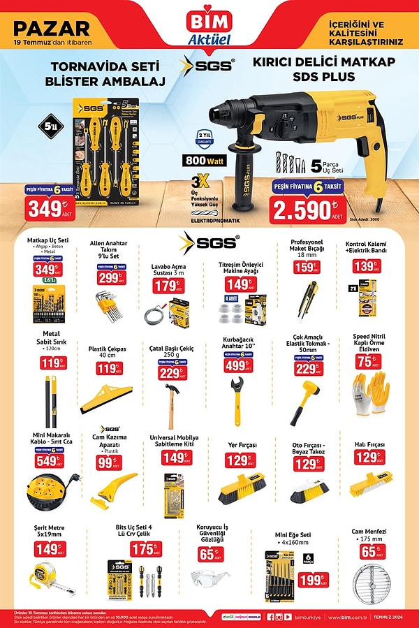 SGS Tornavida Seti Blister Ambalaj 5'li 349 TL