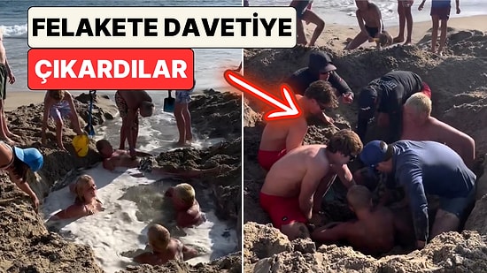 Felaketten Döndüler: Plajda Eğlenmek İçin Çukur Açan Gençler Kuma Saplandı