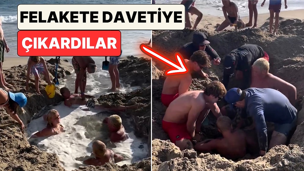 Felaketten Döndüler: Plajda Eğlenmek İçin Çukur Açan Gençler Kuma Saplandı