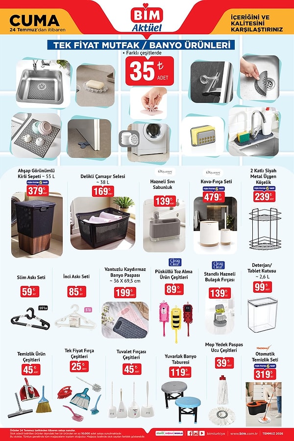 Tek Fiyat Mutfak / Banyo Ürünleri 35 TL
