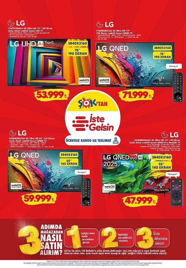 LG 75UT91006LA 4K Ultra HD 75" 190 Ekran Uydu Alıcılı webOS Smart LED TV 53.999 TL