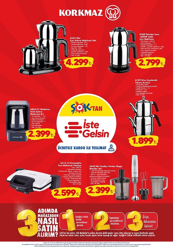 Korkmaz A353 Mia Çay Kahve Makinesi Seti 4.299 TL
