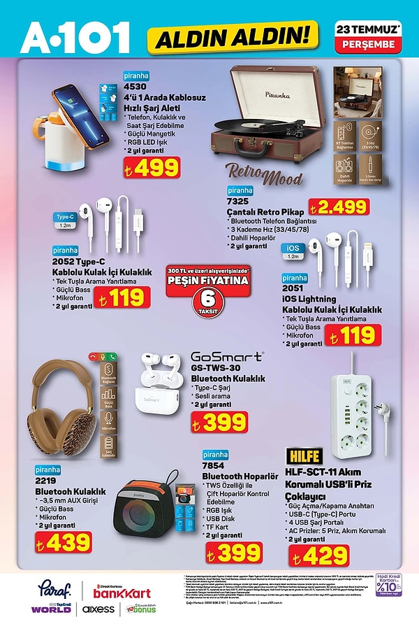 Piranha 4530 4'ü 1 Arada Kablosuz Hızlı Şarj Aleti 499 TL