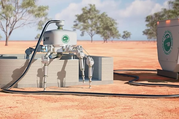 Construction begins with compressed waste materials.