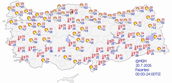 20 Temmuz Pazartesi Hava Durumu 👇