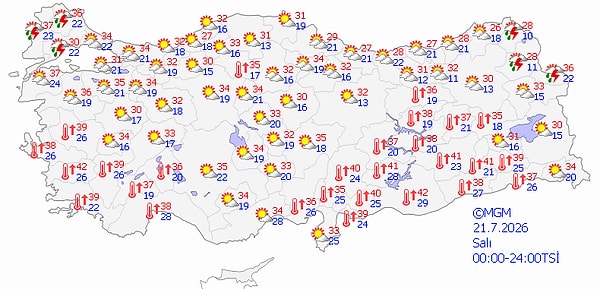 21 Temmuz Salı Hava Durumu 👇