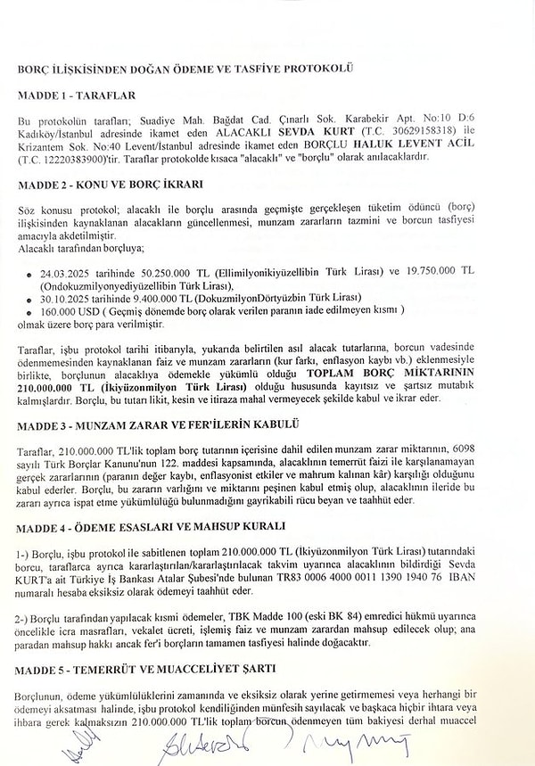 Haluk Levent’in paylaştığı evraklar 👇