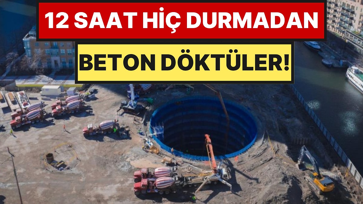 250 Kamyonu Seferber Ettiler: 12 Saat Boyunca Hiç Durmadan Beton Döktüler
