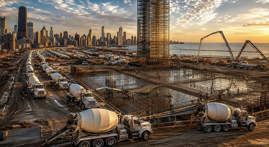 Massive Construction Blitz: 250 Trucks Pour Concrete Non-Stop for 12 Hours