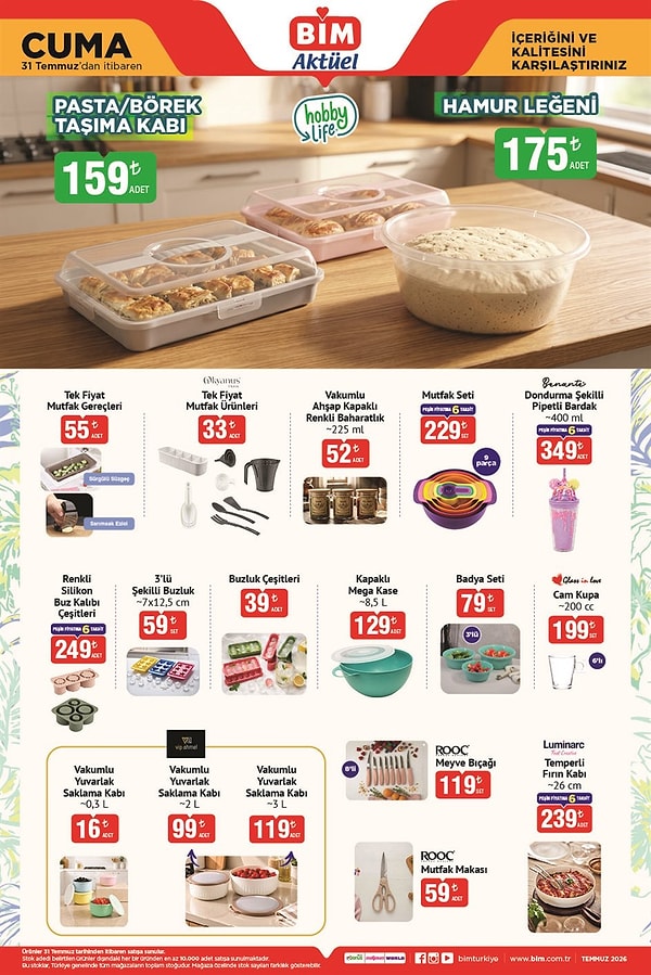 Hobby Life Pasta/Börek Taşıma Kabı 159 TL