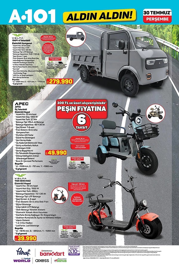Volta VMP1 4 Tekerlekli Elektrikli Kamyonet 279.990 TL