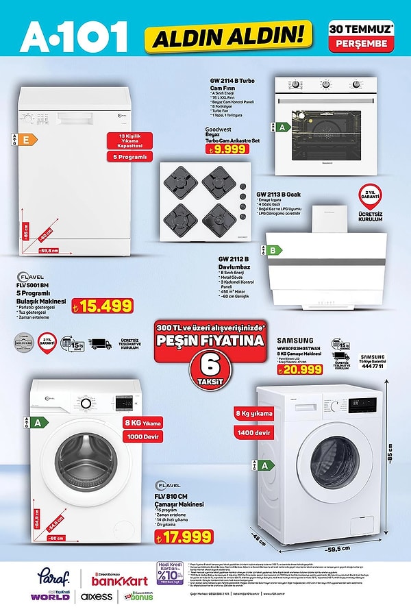 Flavel FLV 5001 BM 5 Programlı Bulaşık Makinesi 15.499 TL