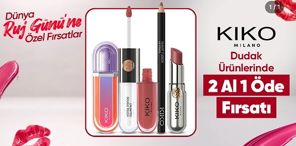 Seçili Kiko Milano Lipglosslarında 1 Alana 1 Bedava!