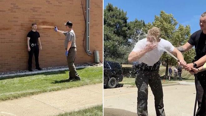 Tough Challenge: Police Trainees Struggle Through Intense Pepper Spray Training Session