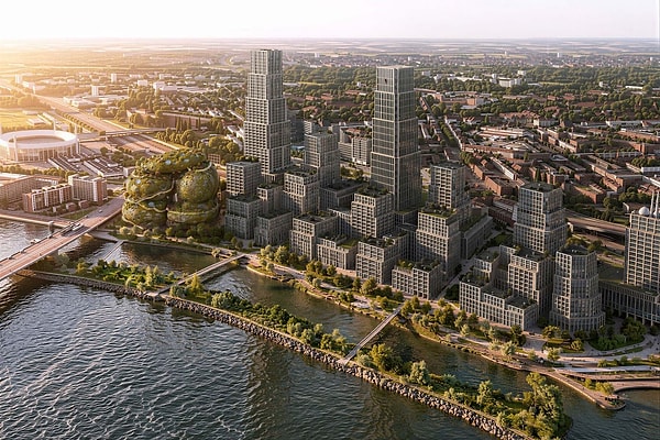 The building will house a 200-room hotel and a vast exhibition space.