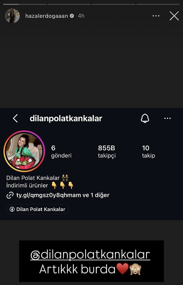 After months of silence, Dilan Polat has made a comeback to Instagram, this time under the username "dilanpolatkankalar".