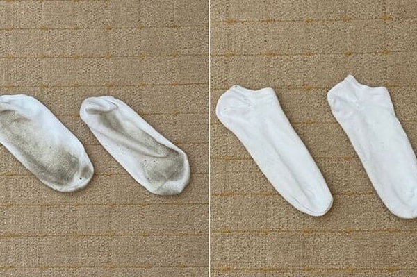 Cleaning white socks with lemon juice method