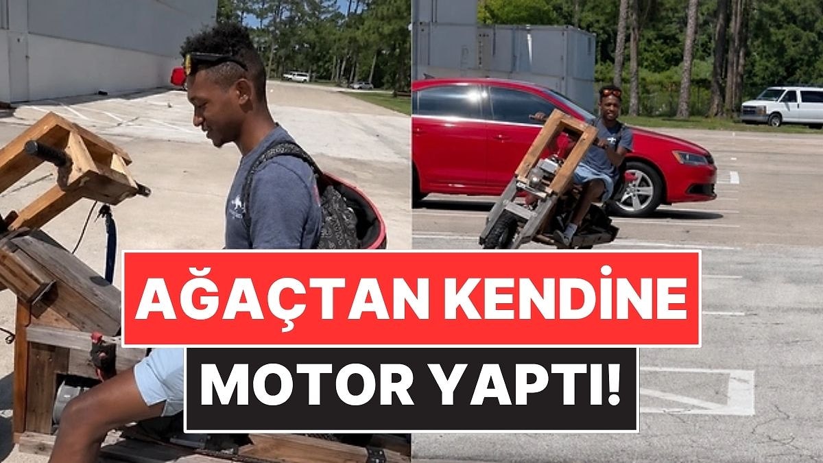 Arabası olmayan öğrenci sedir ağacından kendine 2.000 Wattlık motosiklet yaptı!
