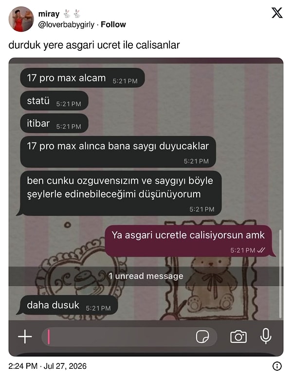 Son mesaj acayip.