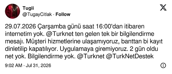 Kimi yaşadığı sorunu dile getirdi, kimi ise yaşanan kesintiyi mizaha vurarak paylaşımlar yaptı. 👇