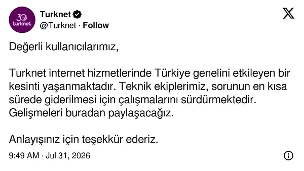 "Türkiye Genelini Etkileyen Bir Kesinti"