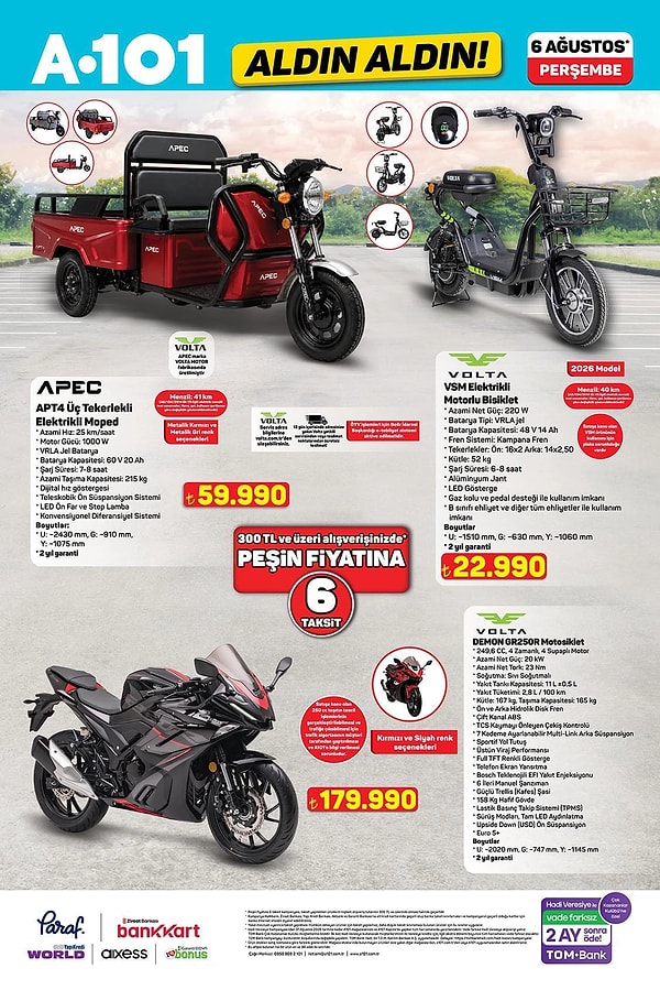 APEC APT4 Üç Tekerlekli Elektrikli Moped 59.990 TL