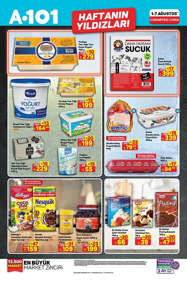Tarabya Tam Yağlı Taze Kaşar Peyniri 700 g 279 TL