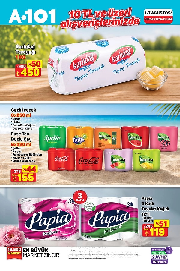 10 TL ve üzeri alıverişlerde;