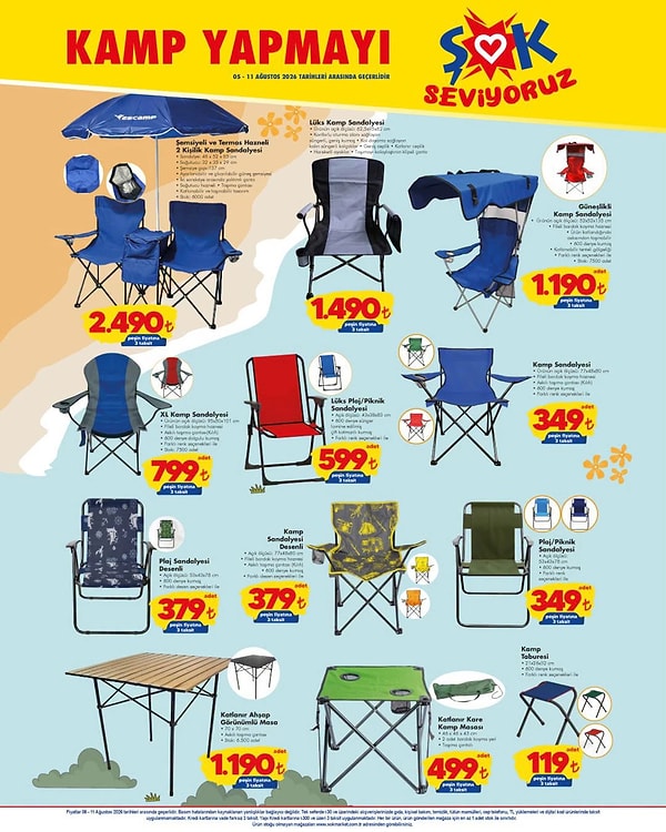 Escamp Şemsiyeli ve Termos Hazneli 2 Kişilik Kamp Sandalyesi 2.490 TL