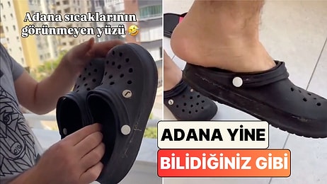 Adana'da Balkonda Unutulan Terlik Sıcağın Etkisiyle 4 Numara Küçüldü