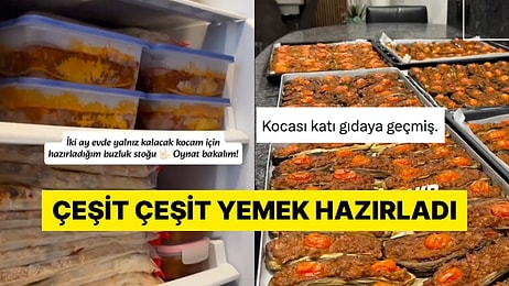 Evde İki Ay Yalnız Kalacak Eşi İçin Derin Dondurucuyu Dolduran Kadın Tartışma Yarattı