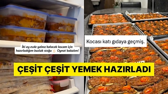Evde İki Ay Yalnız Kalacak Eşi İçin Derin Dondurucuyu Dolduran Kadın Tartışma Yarattı