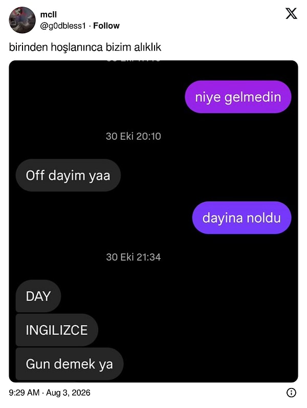 Of'tayım da anlayabilirdi.