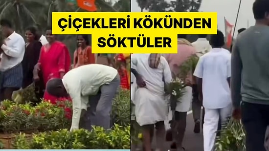 Hindistan’da Havalimanı Açılışına Katılan Halk Peyzajdaki Bitkileri Söküp Götürdü
