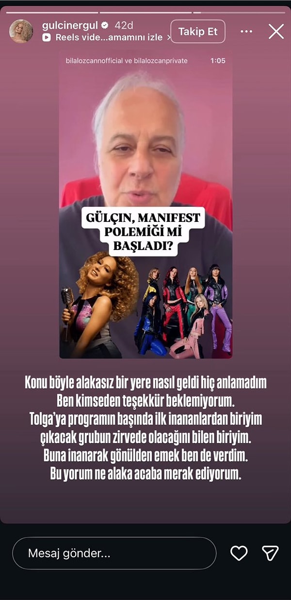 Gülçin Ergül, a former member of the band Hepsi, recently broke her silence on the Manifest debate that has been trending on social media.