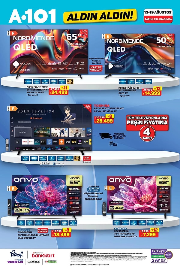 Nordmende 65 Inch Q65NM1105 4K Whale QLED TV 24.499 TL