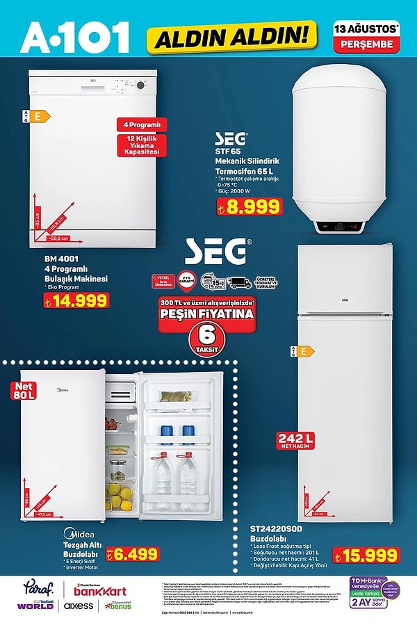 SEG BM 4001 4 Programlı Bulaşık Makinesi 14.999 TL