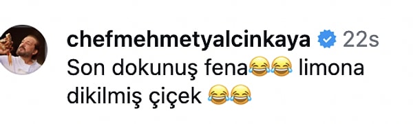 Masterchef yarışmasının ünlü şefi Mehmet Yalçınkaya'dan da yorum geldi.