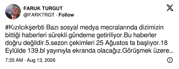 Kızılcık Şerbeti'nin final yapacağı iddiasına yapımcı Faruk Turgut'un yanıtı: