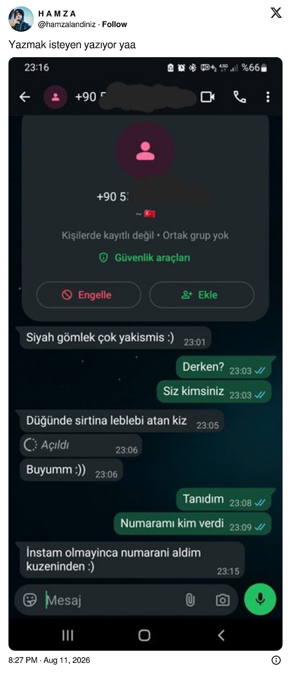 Bir flört yöntemi olarak leblebi atmak...