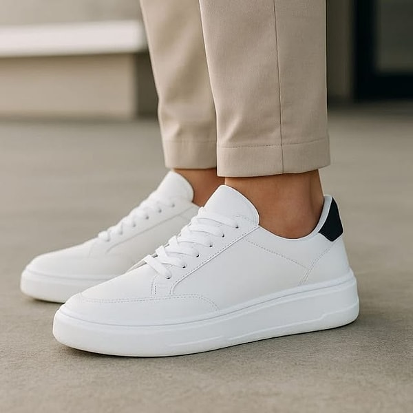 Düz Beyaz Deri Sneaker