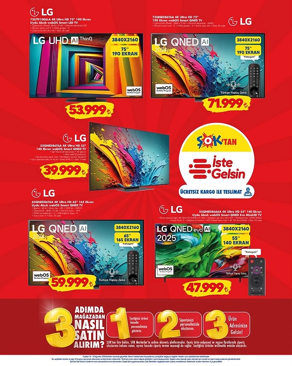 LG 75UT91006LA 4K Ultra HD 75" 190 Ekran Uydu Alıcılı webOS Smart LED TV 53.999 TL