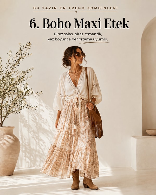 Boho maxi etekler geri döndü, hem de bayağı iddialı şekilde.