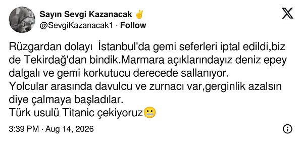 Bir süre Tekirdağ'da yaşamış hiçkimseye asla tuhaf gelmeyecektir bu olay.