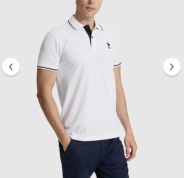 U.S. Polo Assn. slim fit beyaz polo yaka erkek tişört sepette %60 indirimle 1.599,95 TL yerine net 639,98 TL!